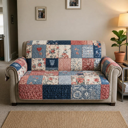 Vintage Cottagecore Patchwork Gequilt Sofa LD16
