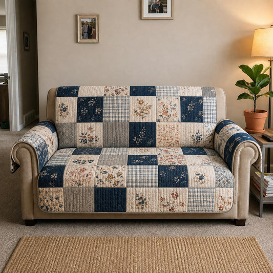 Vintage Bloemen & Ruit Gequilt Sofa LD18