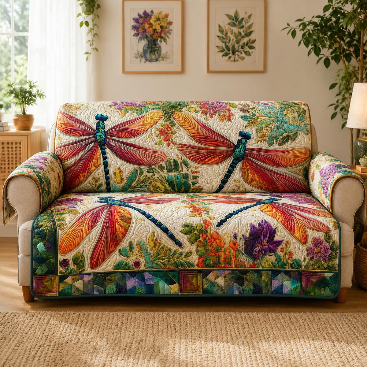 Kleurvolle Libelle Gequilt Sofa LD25