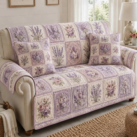 Lavendel Bloem Quilted Zitbank LD39