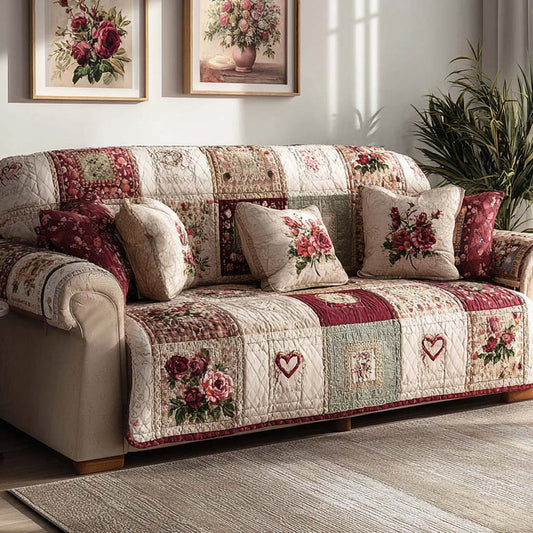 Sweetheart Floral Cottage Gequilt Sofa LD49