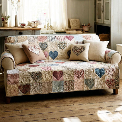 Gezellige Patchwork Hart Gequilte Zitbank LD61