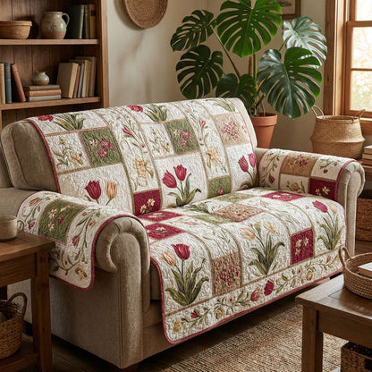 Florale Tulpen Patchwork Gequilt Sofa LD63