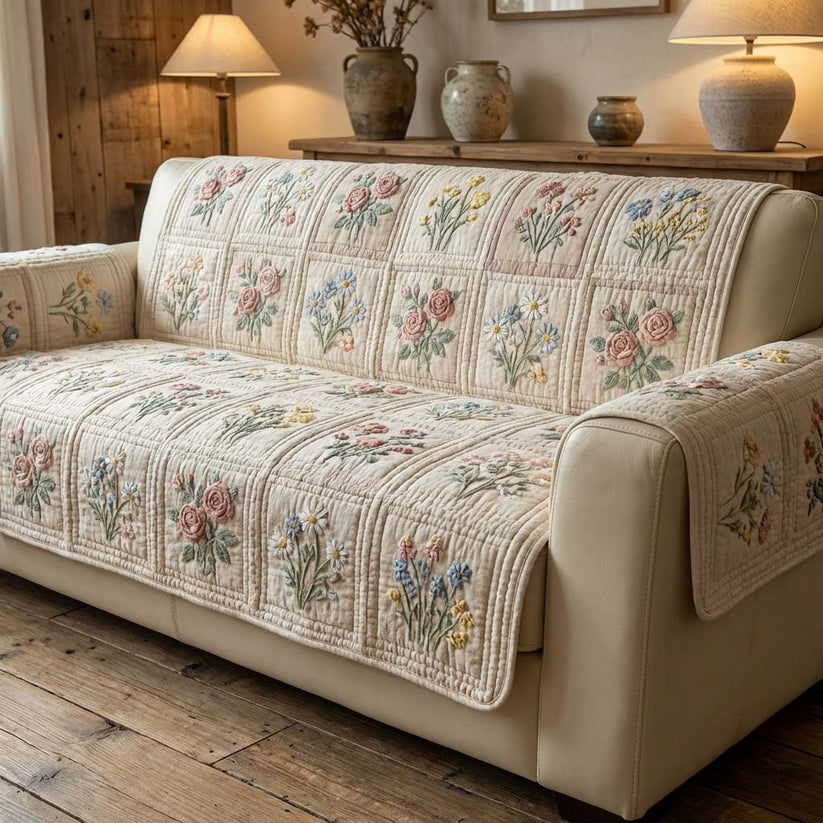 Franse Country Bloemen Patchwork Gequilt Sofa LD65
