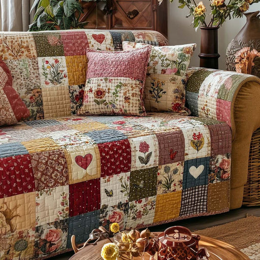 Boho Bloemige Patchwork Gequilt Sofa Cover LD66