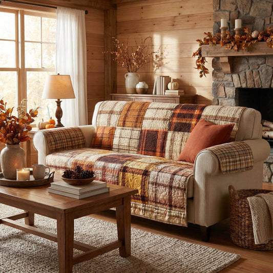 Gezellige Herfst Sferen Patchwork Gequilt Sofa LD67