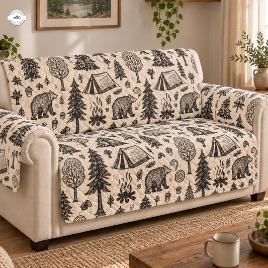 Rustieke Houten Cabin Gequilte Zitbankhoes LV101