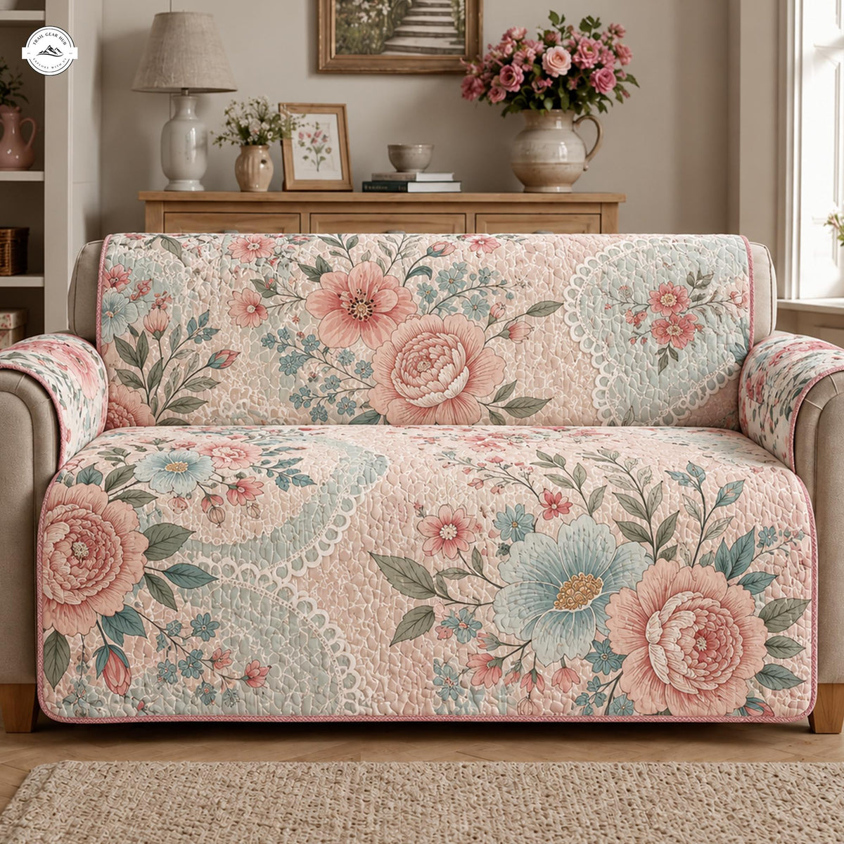 Landelijk Cottage Bloemen Gequilt Stoelbank LV121