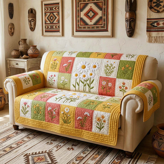 Daisy Flower Pattern Gequilt Sofa Cover QV25
