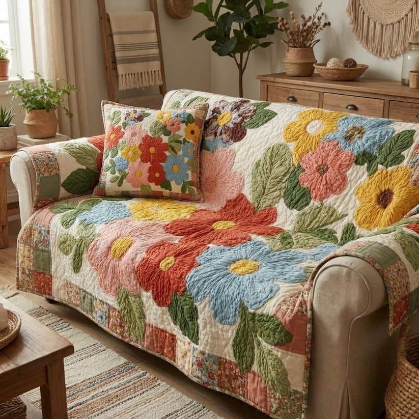 Retro Daisy Gequilt Sofa QV28