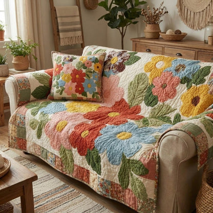 Retro Daisy Gequilt Sofa QV28