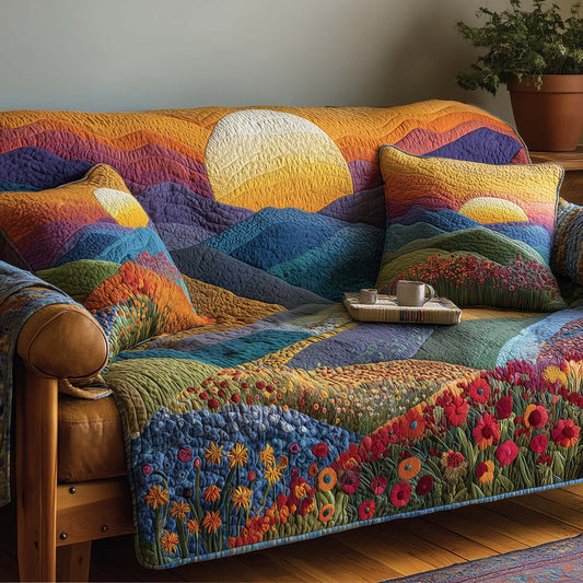 Boho Sunset Mountain Gequilt Sofa Cover QV40