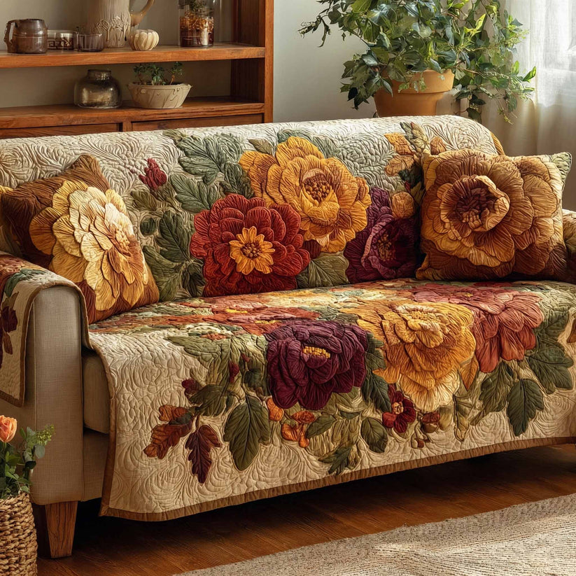 Oogst Bloemen Gequilt Sofa QV43
