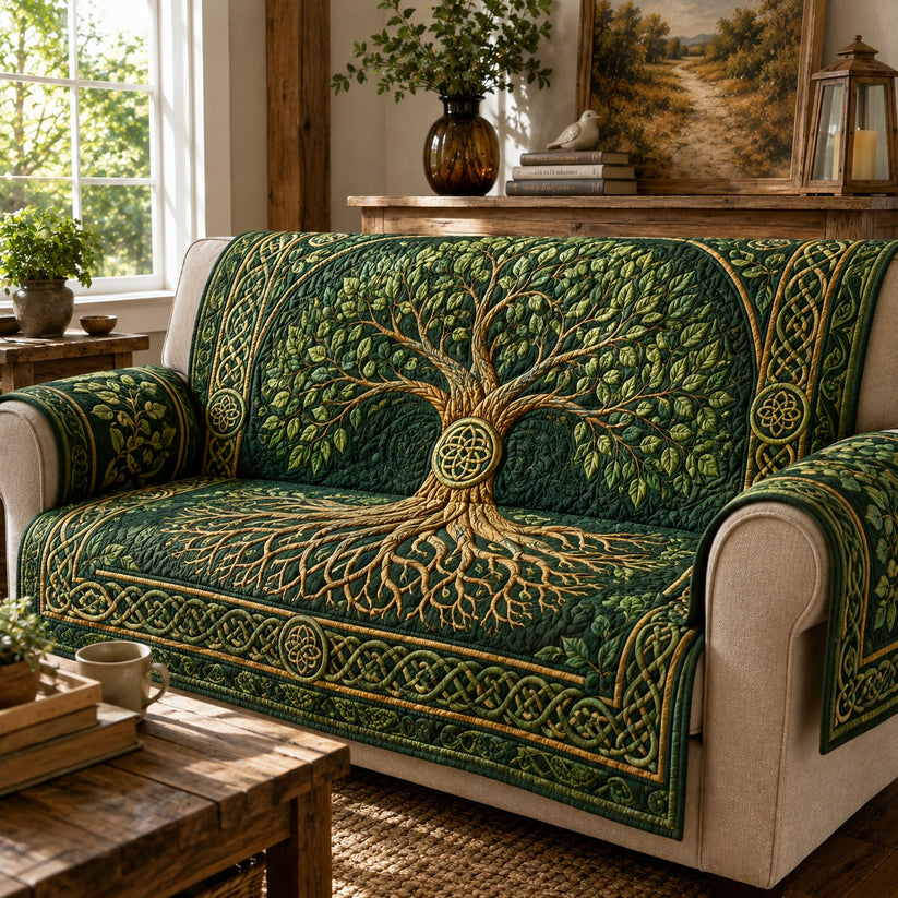 Emerald Celtic Canopy Gequilt Sofa QV63