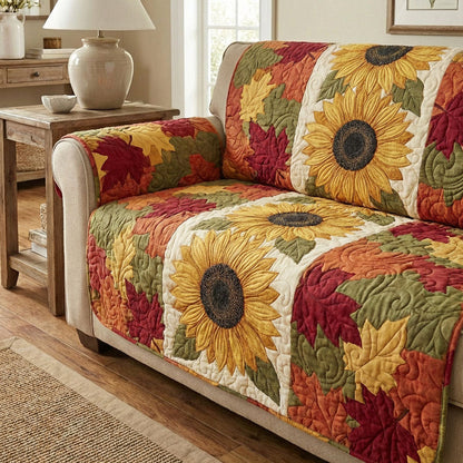 Vintage Herfst Zon Bloem Gequilt Sofa QV65