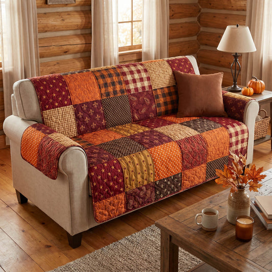 Rustieke Herfst Patchwork Gequilt Sofa QV66
