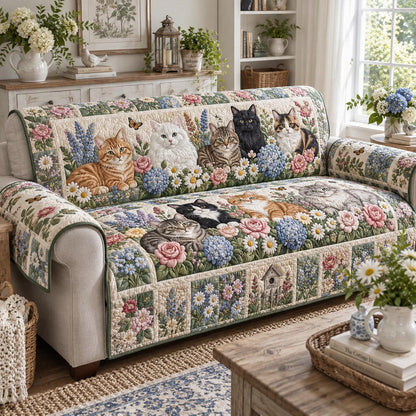 Tuin Katten Bloemen Gequilt Stoel Sofa QV69