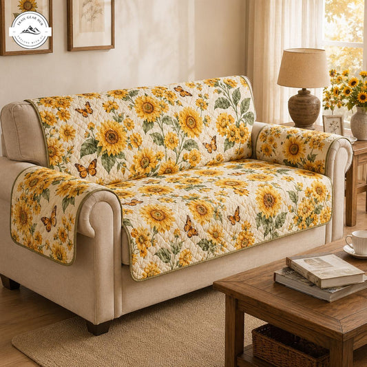 Zonnebloem & Vlinder Bloem Quilted Zitbank TG67