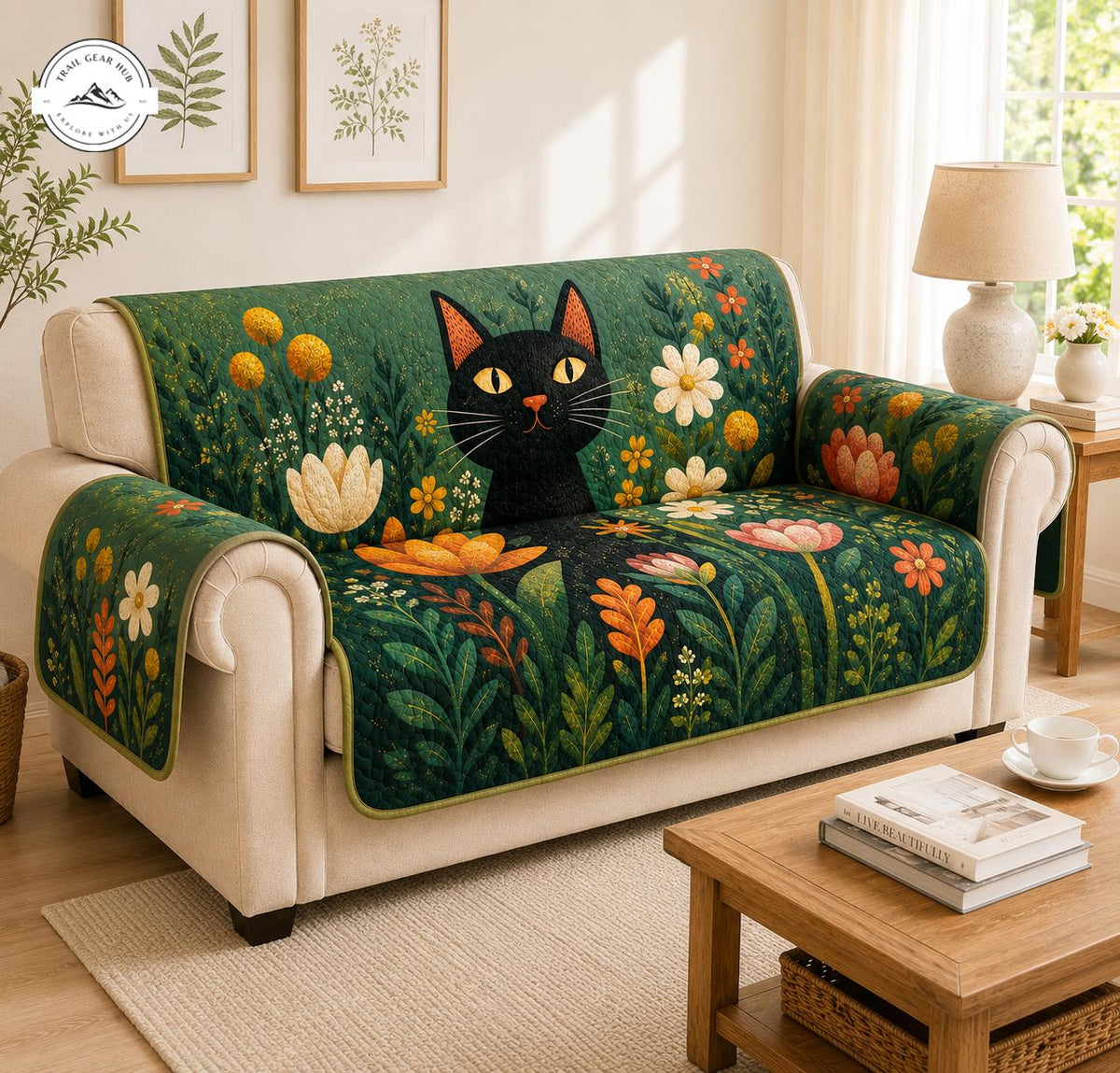 Zwarte Kat & Botanische Tuin Gequilt Sofa TG69