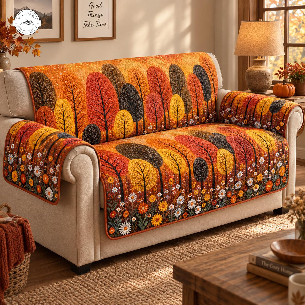 Herfst Bos & Bloem Quilted Stoelbank TG85
