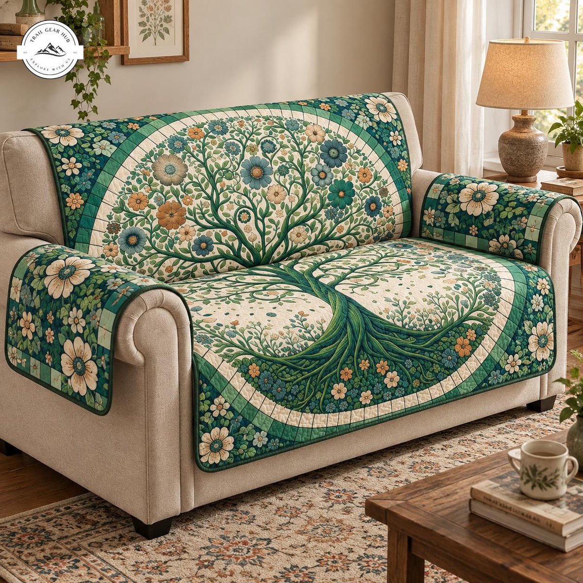 Vintage Bloemenboom Levensboom Gequilt Sofa TG103