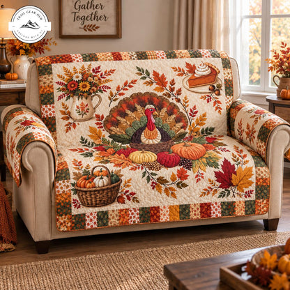 Thanksgiving Kalkoen & Herfstbladeren Gequilt Stoelbank TG113