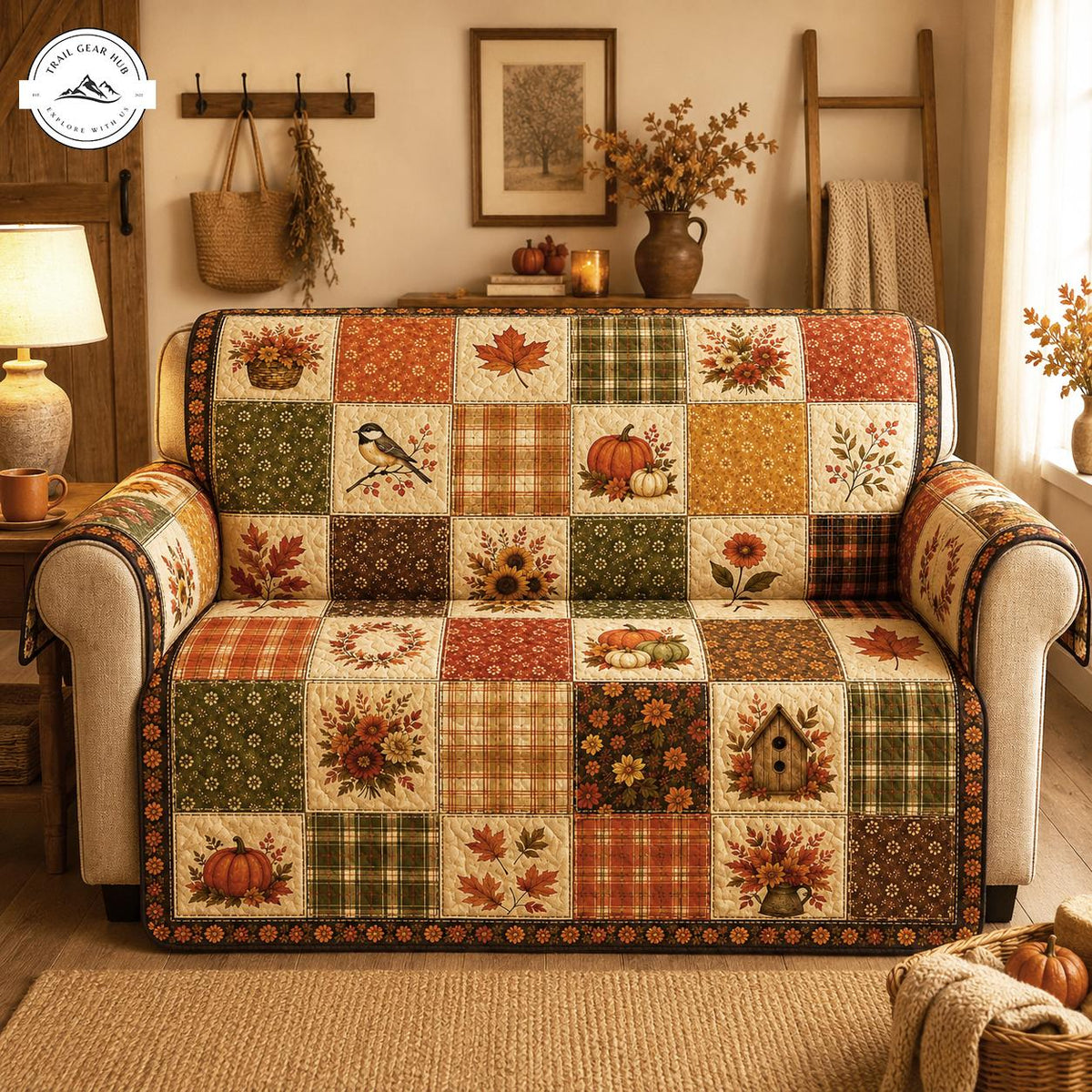 Herfst Patchwork Gequilt Sofa TN07