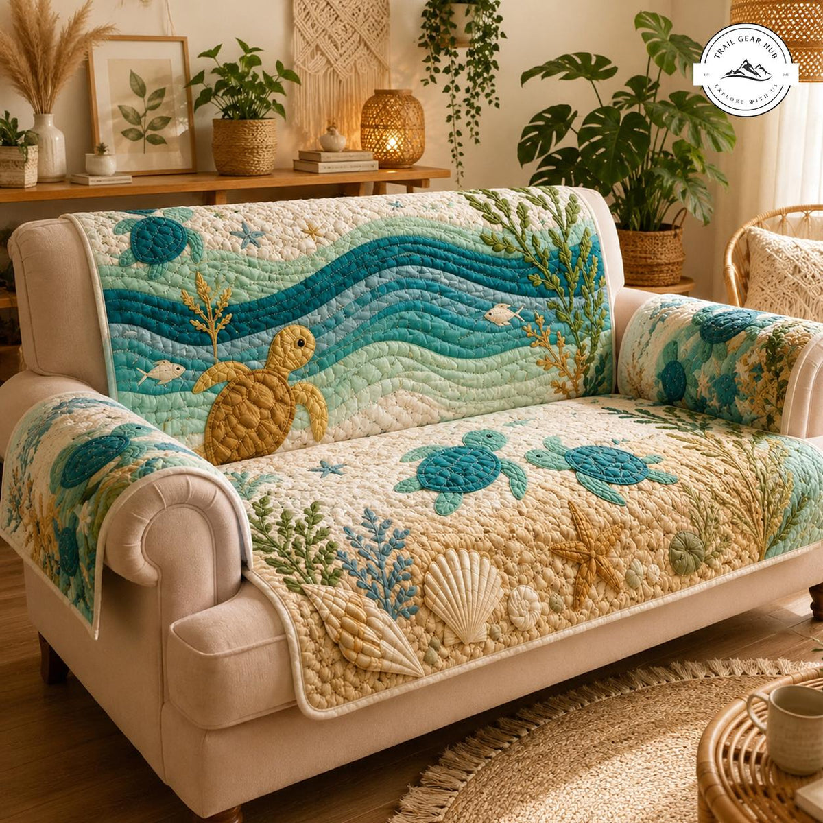 Kust Oceaan Zeeschildpad Gequilt Sofa TN34
