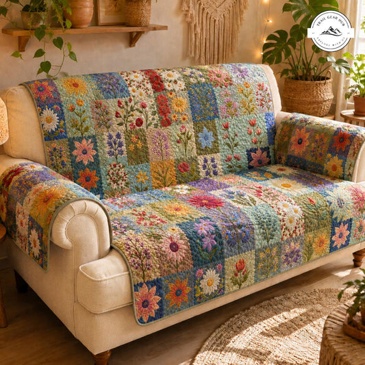 Cottagecore Wilde Bloemen Gequilt Sofa TN35