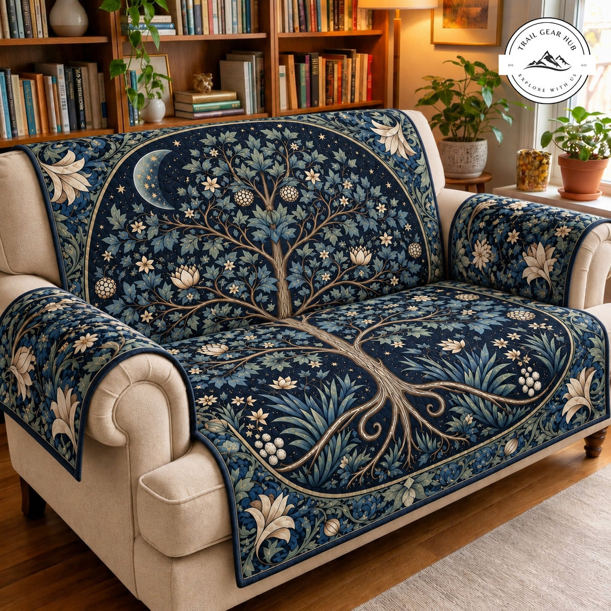 Boom des levens Navy Blue Gequilt Sofa TN97
