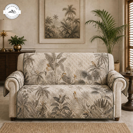 Vintage Tropisch Botanisch Gequilt Sofa TP38