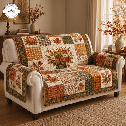 Herfst Pompoen & Bloemen Gequilt Sofa TP40