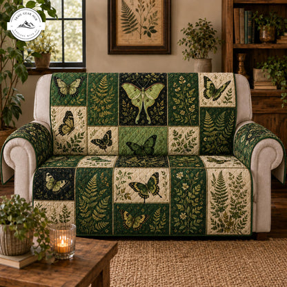 Vintage Groene Vlinder & Botanische Gequiltte Zitbank TP59