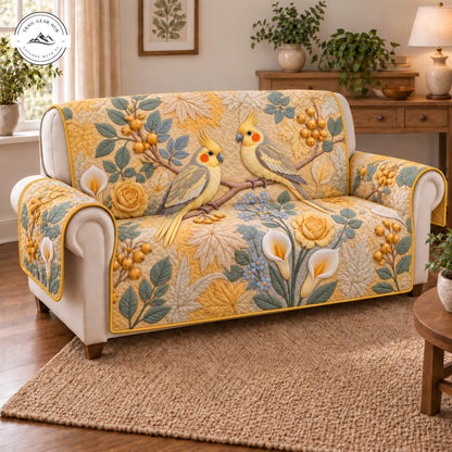 Vintage Cockatiel Vogel & Bloemen Gequilt Stoelbank TP96