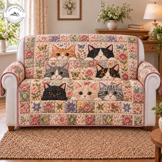 Vintage Bloemen Kat Gequilt Sofa TP125