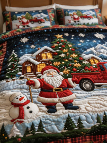 Santa Journey 3‑Piece Quilted Bedding Set