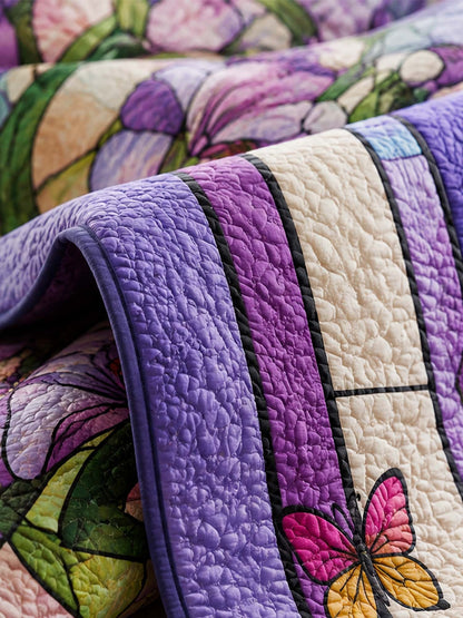 H.PAI Purple Iris Quilted 3-Piece Bedding Set