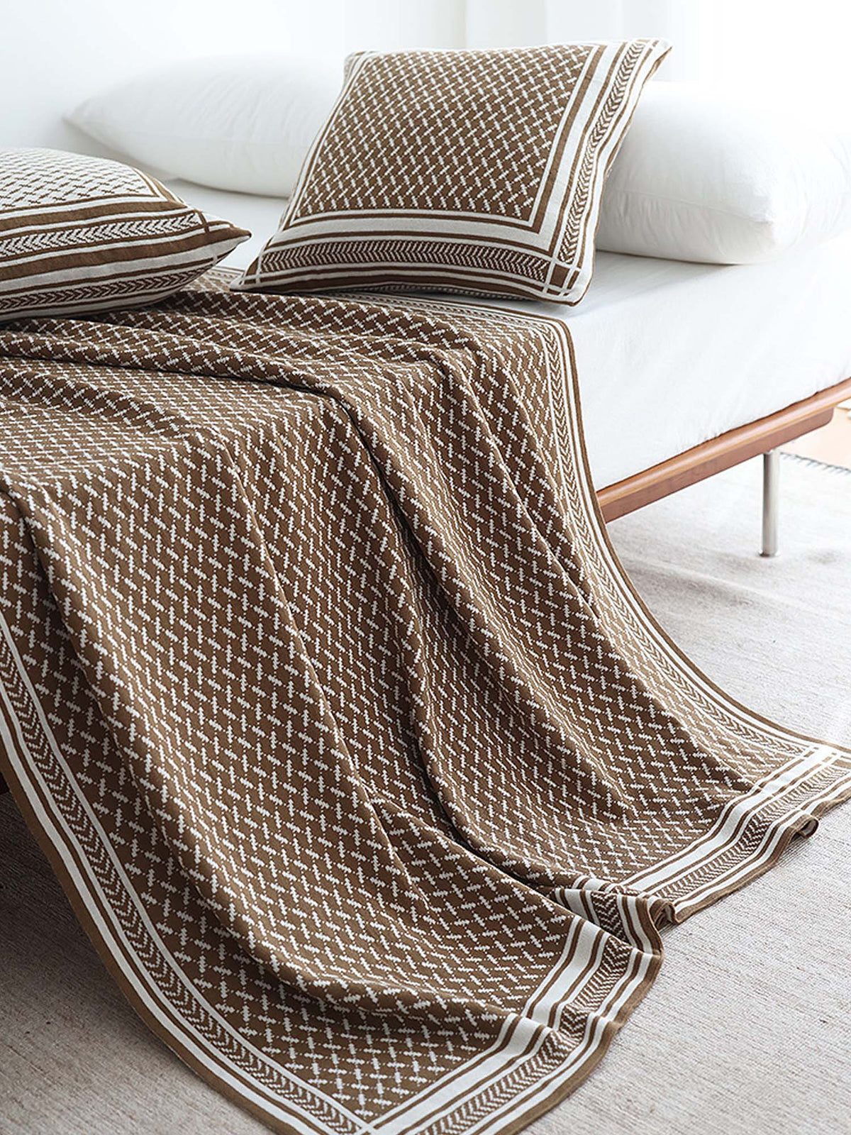 Geometric Knit Throw Blanket & Pillow Cover Set