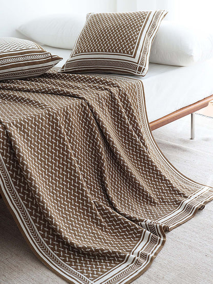 Geometric Knit Throw Blanket & Pillow Cover Set