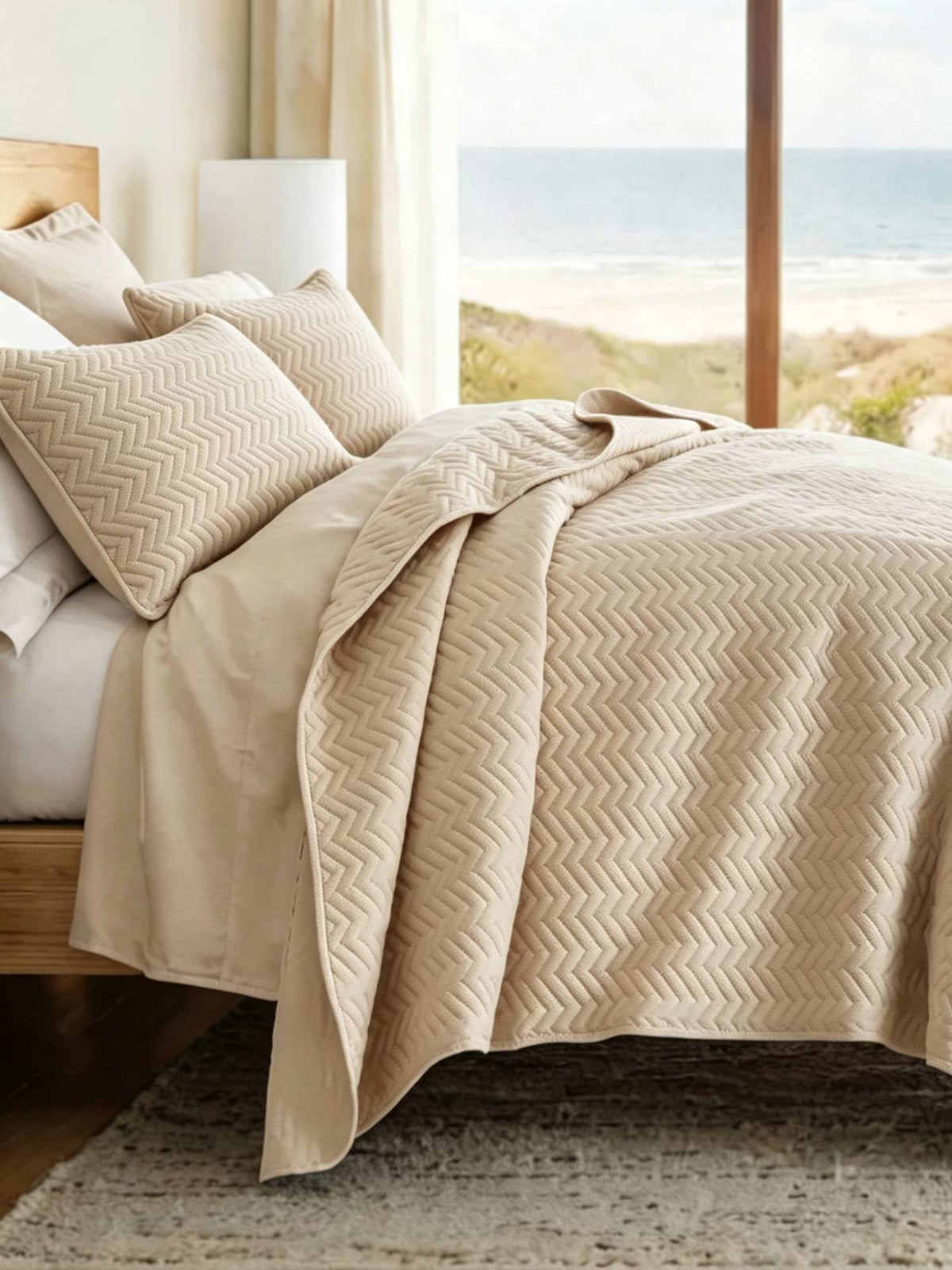 3-Piece Herringbone Quilted Coverlet Set