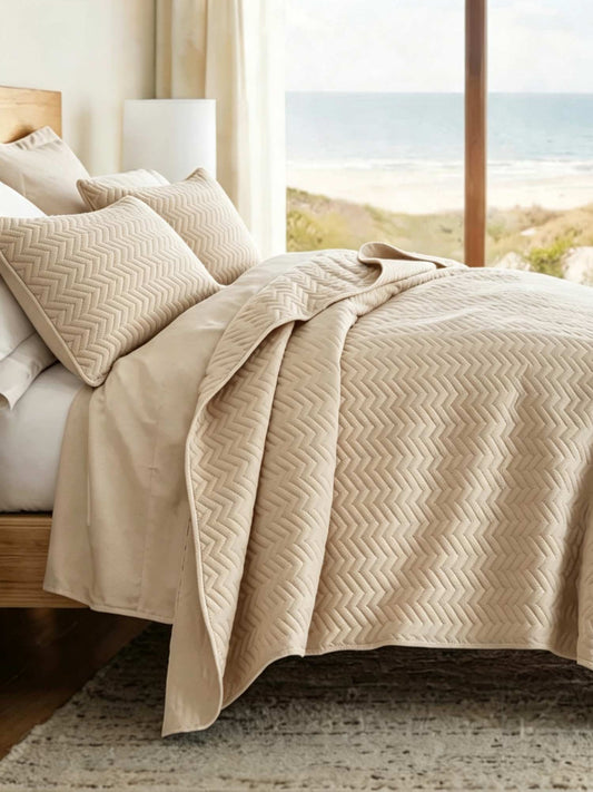 3-Piece Herringbone Quilted Coverlet Set