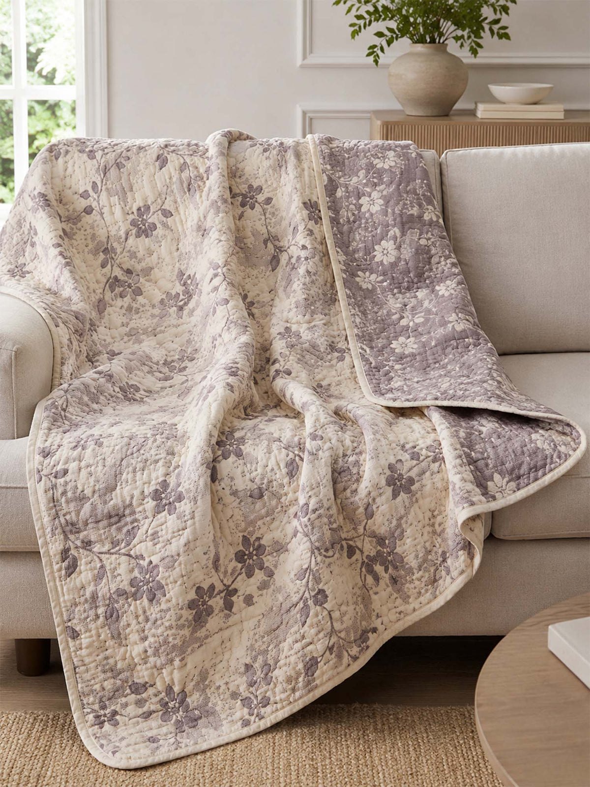 Vintage Floral 100% Cotton Gauze Soft Puff Blanket