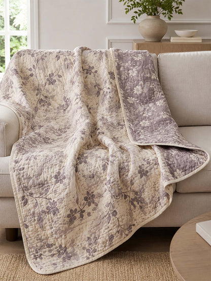 Vintage Floral 100% Cotton Gauze Soft Puff Blanket
