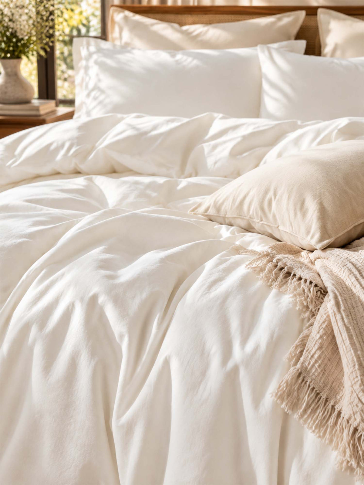 Solid Color Cotton 3-Piece Duvet Cover Bedding Set