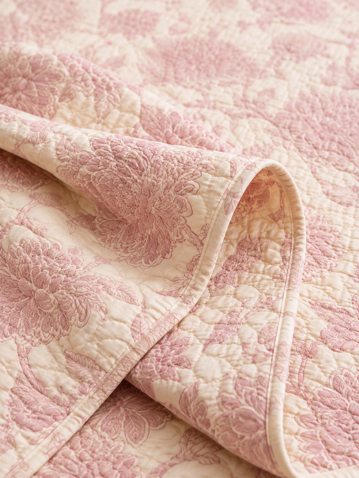 Vintage Pink Peony Floral 100% Cotton Gauze Soft Puff Blanket