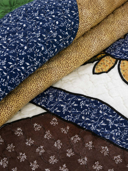 Sheep Farmhouse Folk Patchwork Quilted 3-Piece Bedding Set