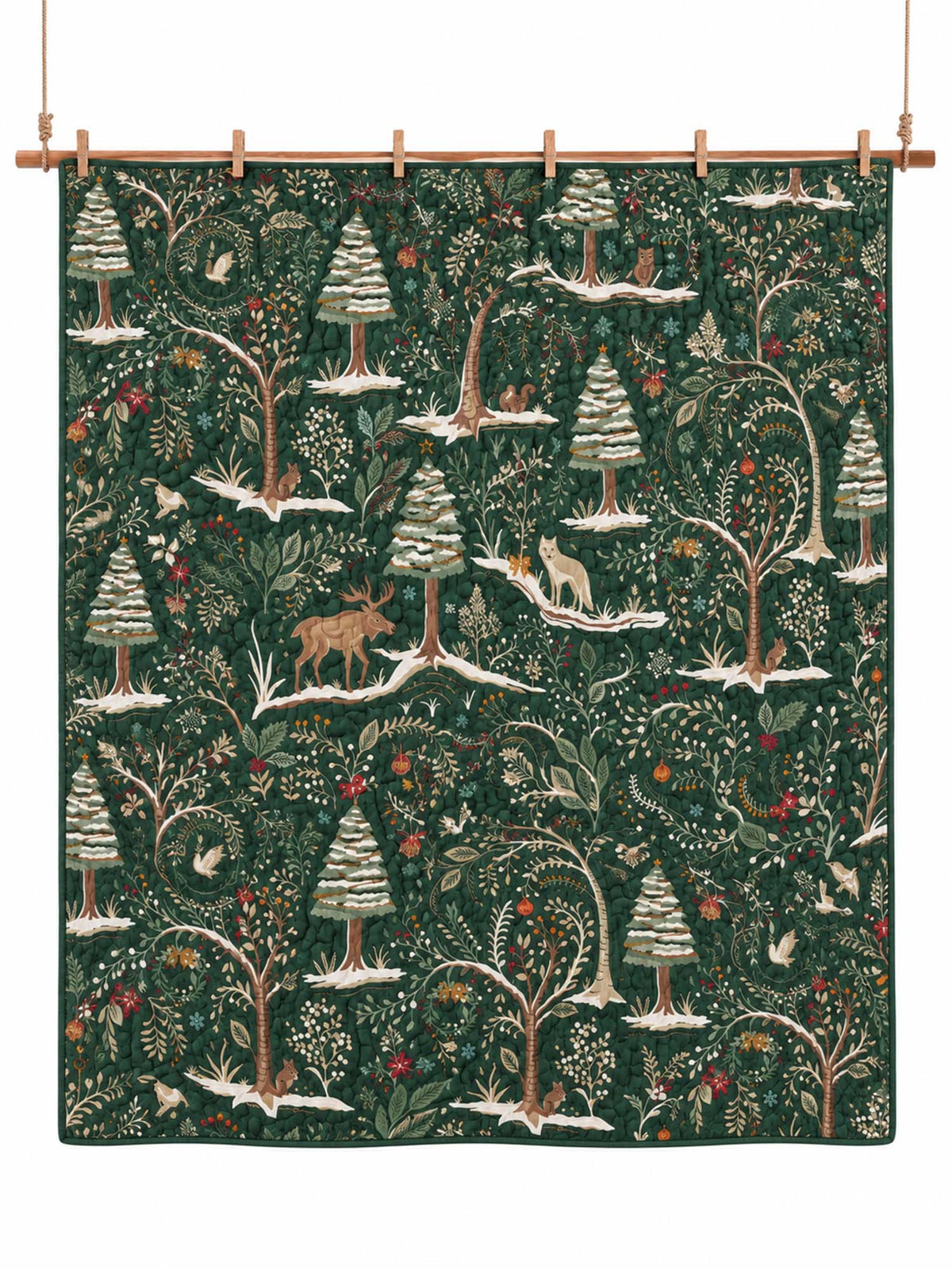 Enchanted Woodland Christmas Quilted 3-Piece Bedding Set