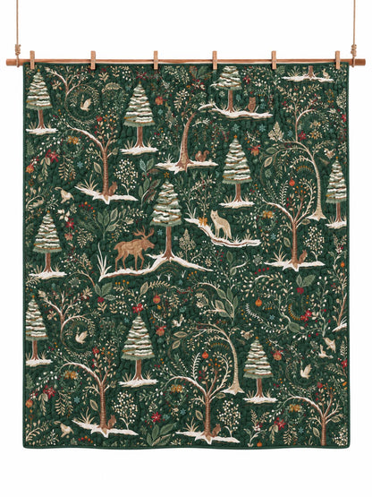 Enchanted Woodland Christmas Quilted 3-Piece Bedding Set