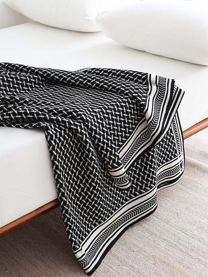 Geometric Knit Throw Blanket & Pillow Cover Set