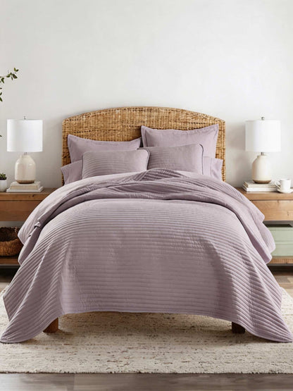 3-Piece Stripe Stitch Quilted Coverlet Set